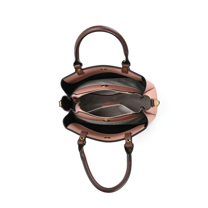 Echtes Leder - Vielseitige Tasche mit abnehmbarem Schulterriemen, 30x14x24 cm, Rosa