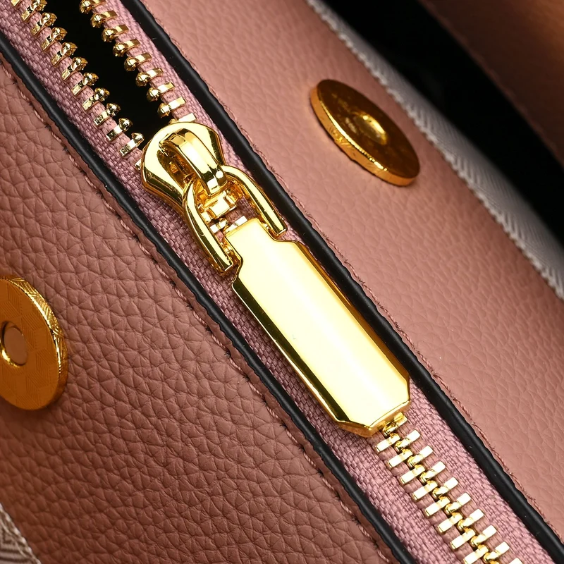 Echtes Leder - Vielseitige Tasche mit abnehmbarem Schulterriemen, 30x14x24 cm, Rosa
