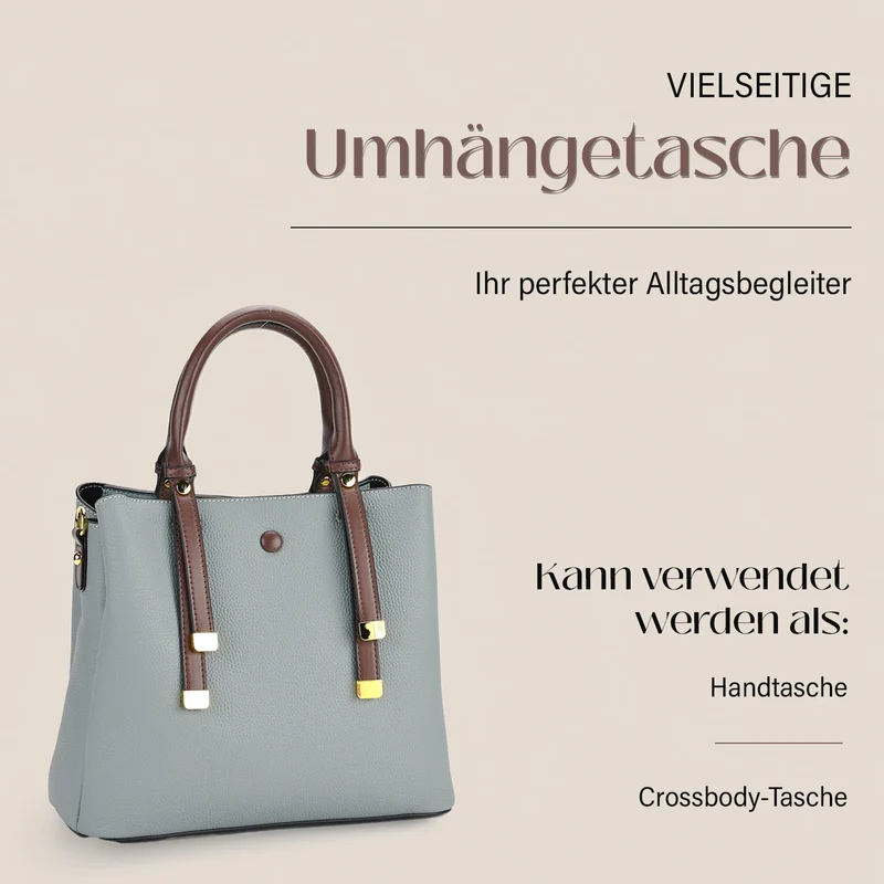 Echtes Leder - Vielseitige Tasche mit abnehmbarem Schulterriemen, 30x14x24 cm, Rosa