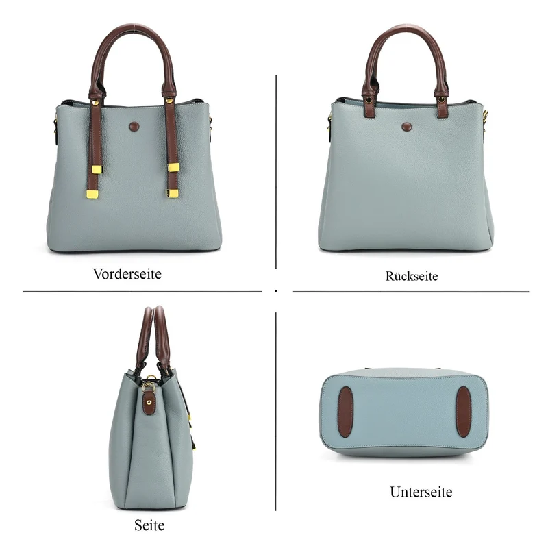 Echtes Leder - Vielseitige Tasche mit abnehmbarem Schulterriemen, 30x14x24 cm, Rosa