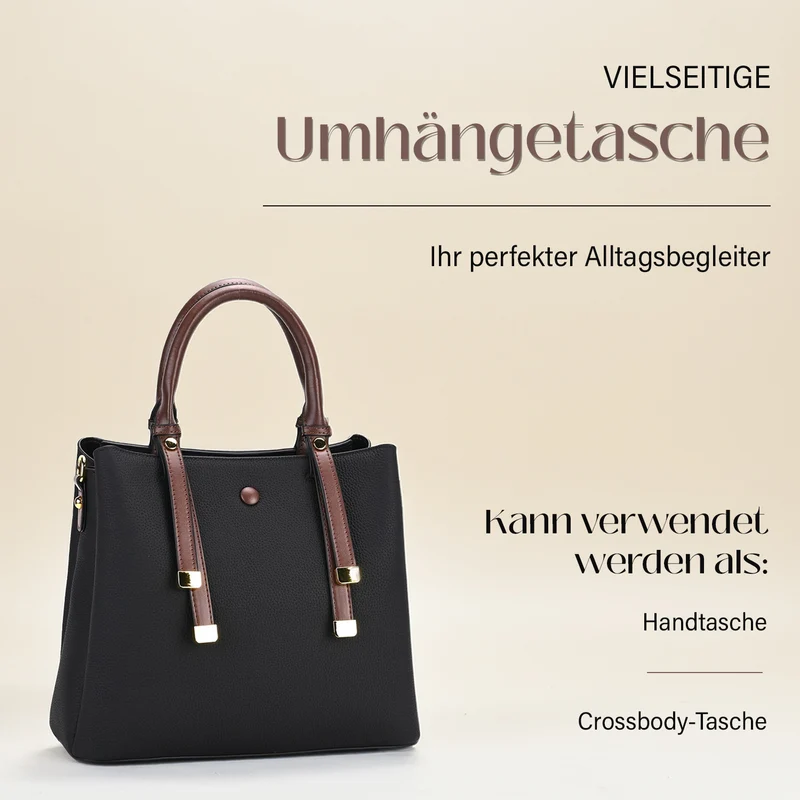 Echtes Leder - Vielseitige Tasche mit abnehmbarem Schulterriemen, 30x14x24 cm, Rosa