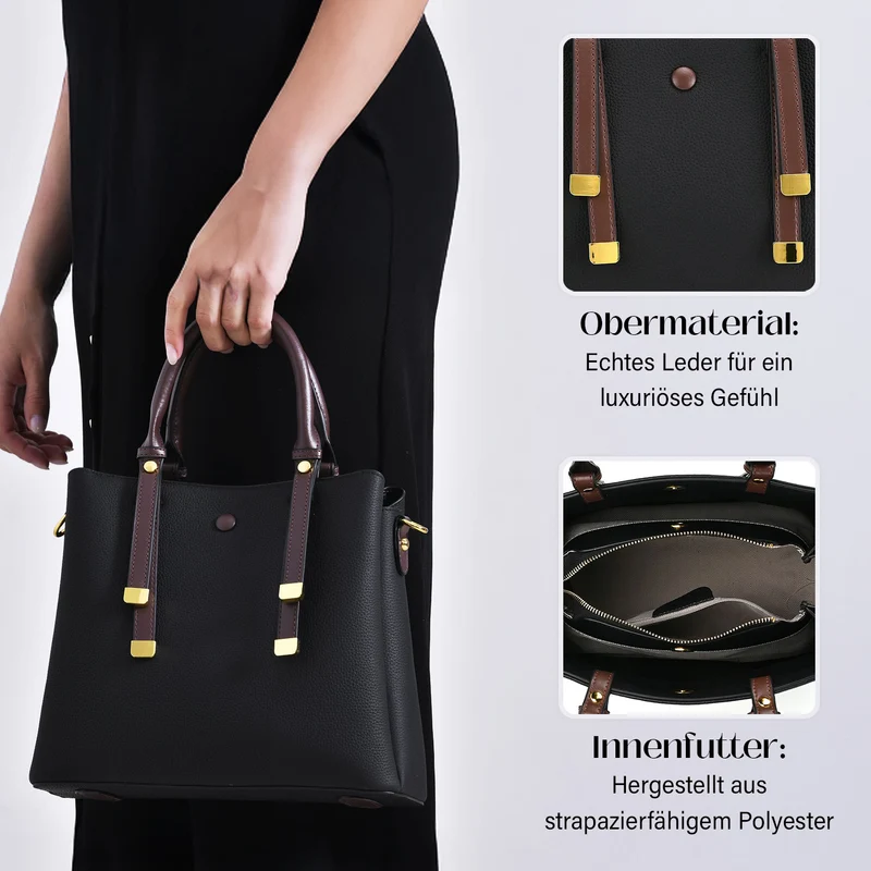 Echtes Leder - Vielseitige Tasche mit abnehmbarem Schulterriemen, 30x14x24 cm, Rosa