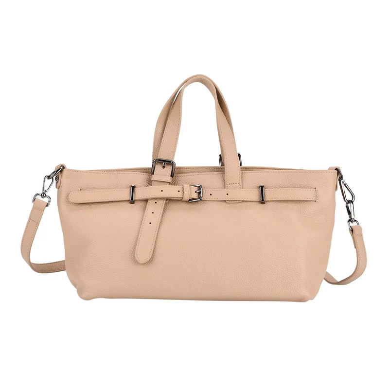 Echtleder-Crossbody-Bag im Trapez-Design, 32x12x19 cm, Pink