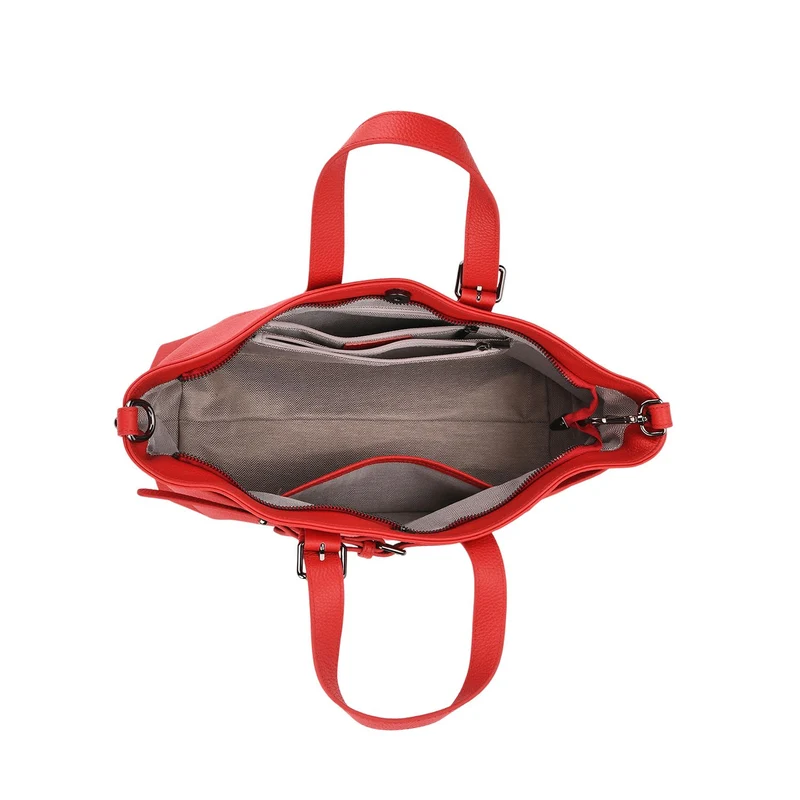 Echtleder-Crossbody-Bag im Trapez-Design, 32x12x19 cm, Pink