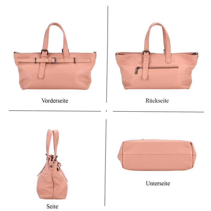 Echtleder-Crossbody-Bag im Trapez-Design, 32x12x19 cm, Pink