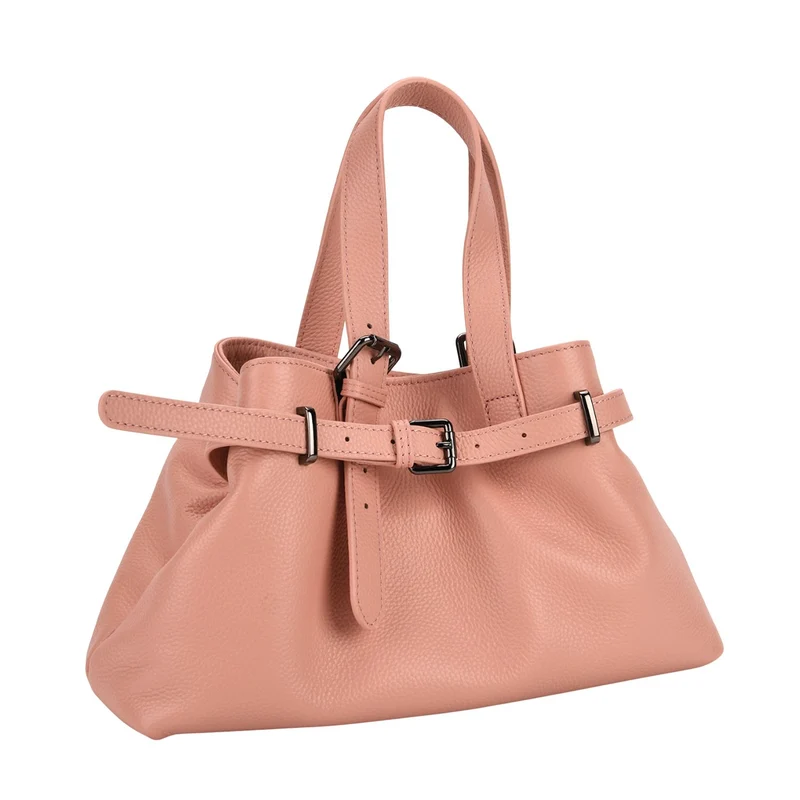 Echtleder-Crossbody-Bag im Trapez-Design, 32x12x19 cm, Pink