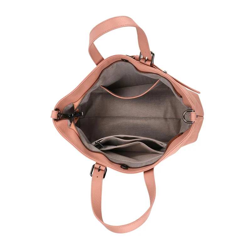 Echtleder-Crossbody-Bag im Trapez-Design, 32x12x19 cm, Pink