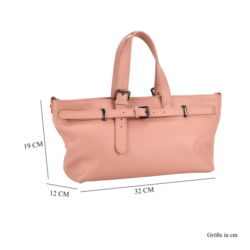 Echtleder-Crossbody-Bag im Trapez-Design, 32x12x19 cm, Pink