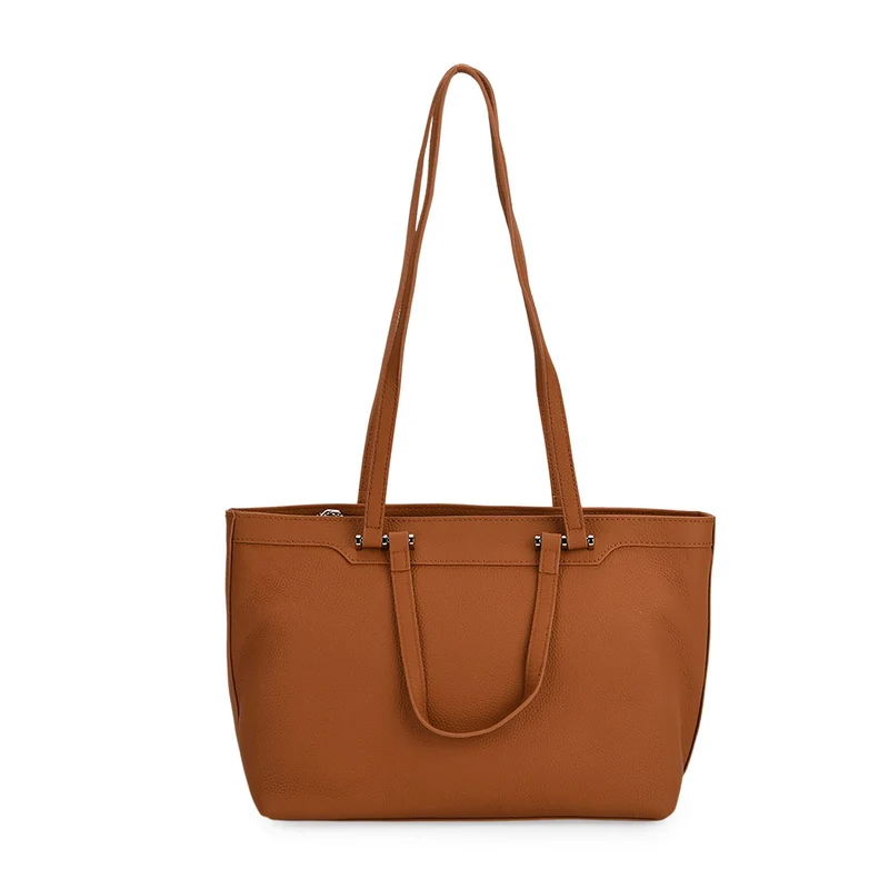 Leder-Shopper mit Doppelhenkel, 30x12x23 cm, Marineblau