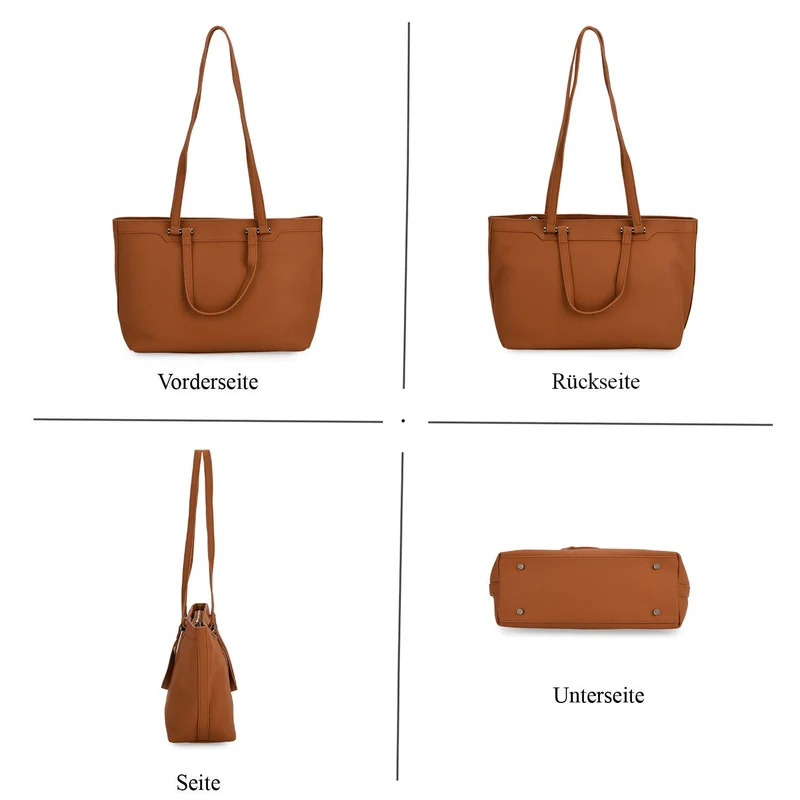 Leder-Shopper mit Doppelhenkel, 30x12x23 cm, Marineblau