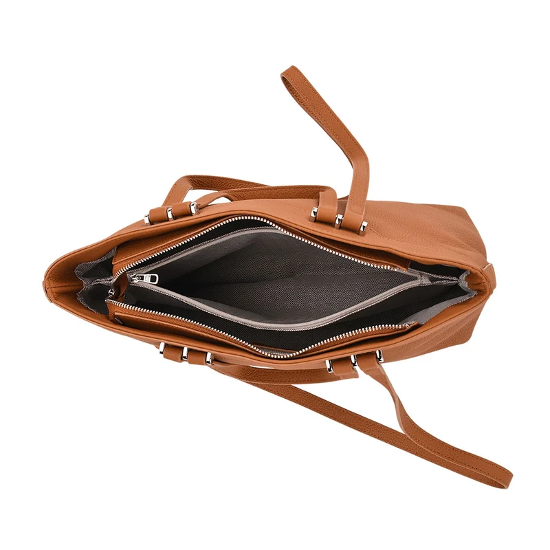 Leder-Shopper mit Doppelhenkel, 30x12x23 cm, Marineblau