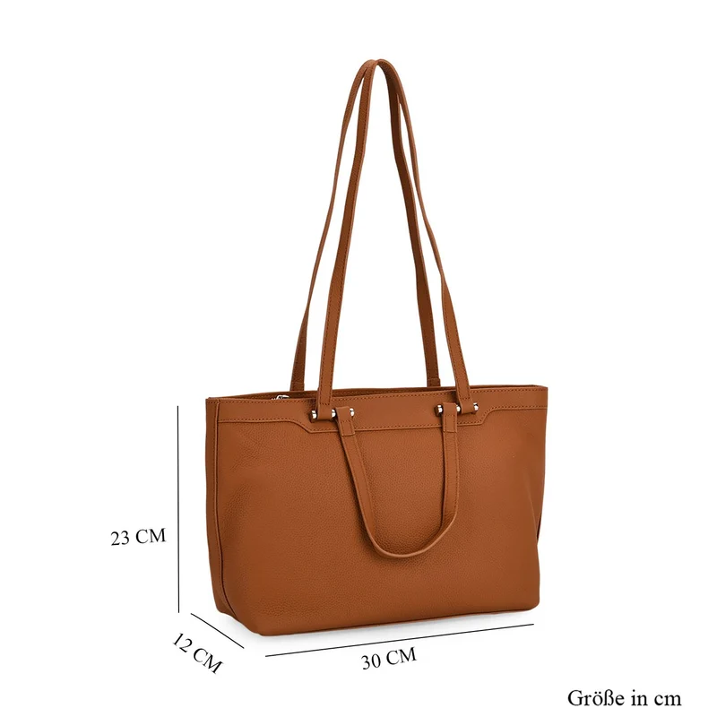 Leder-Shopper mit Doppelhenkel, 30x12x23 cm, Marineblau