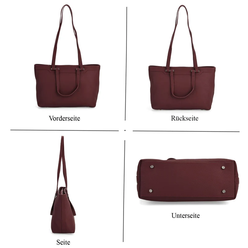 Leder-Shopper mit Doppelhenkel, 30x12x23 cm, Marineblau