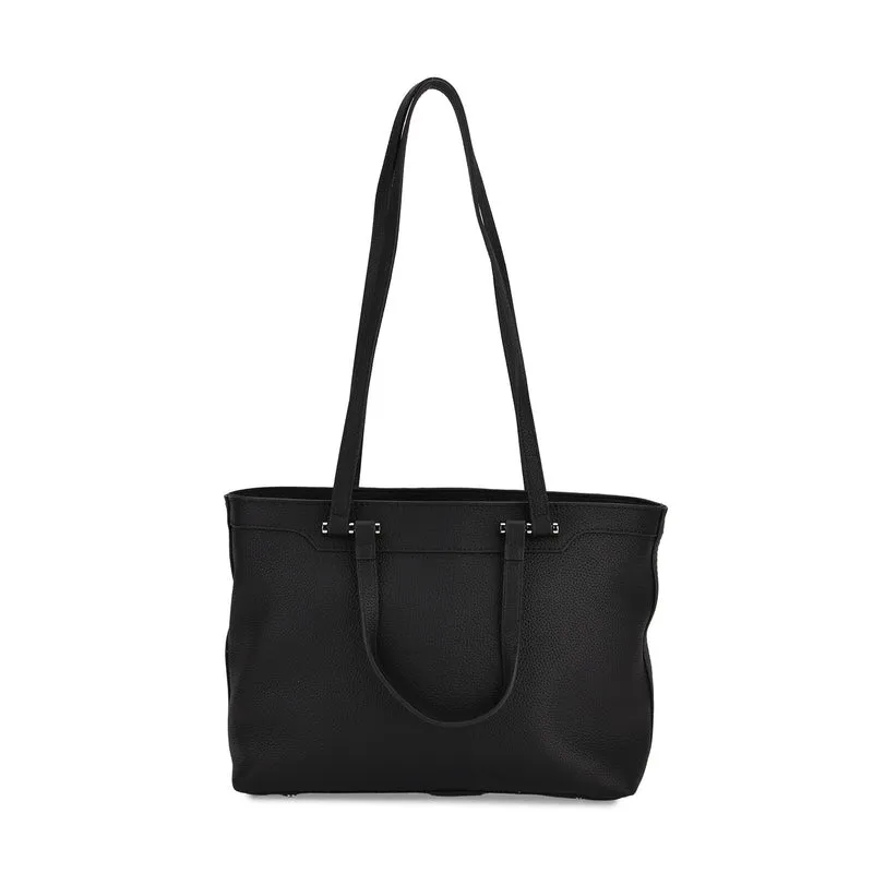 Leder-Shopper mit Doppelhenkel, 30x12x23 cm, Marineblau
