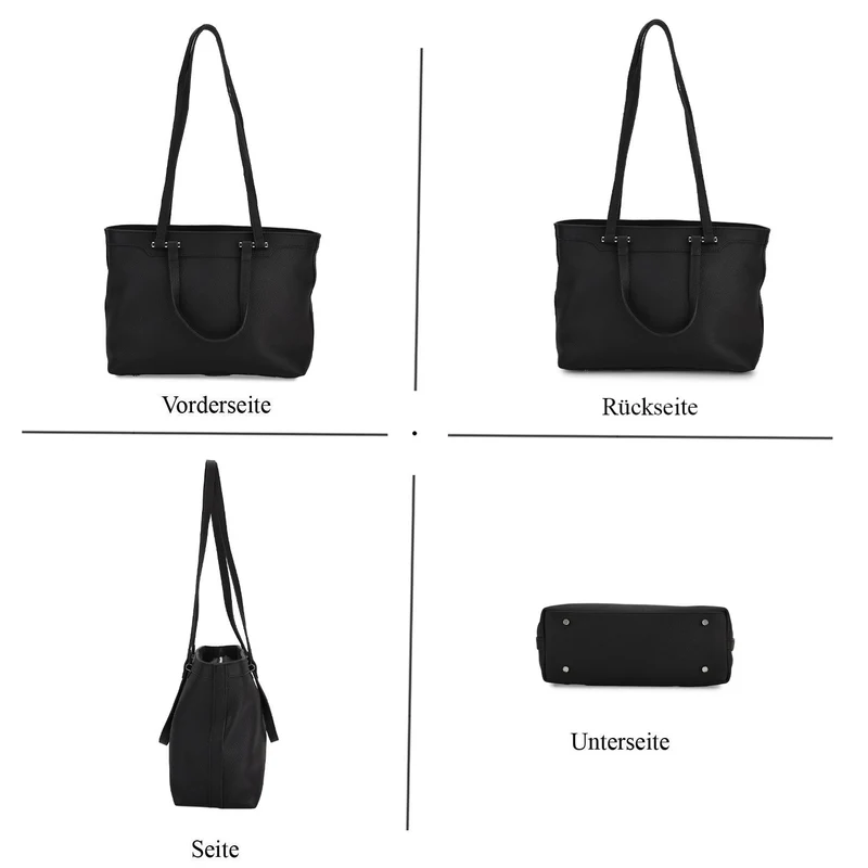 Leder-Shopper mit Doppelhenkel, 30x12x23 cm, Marineblau