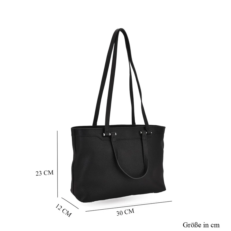 Leder-Shopper mit Doppelhenkel, 30x12x23 cm, Marineblau