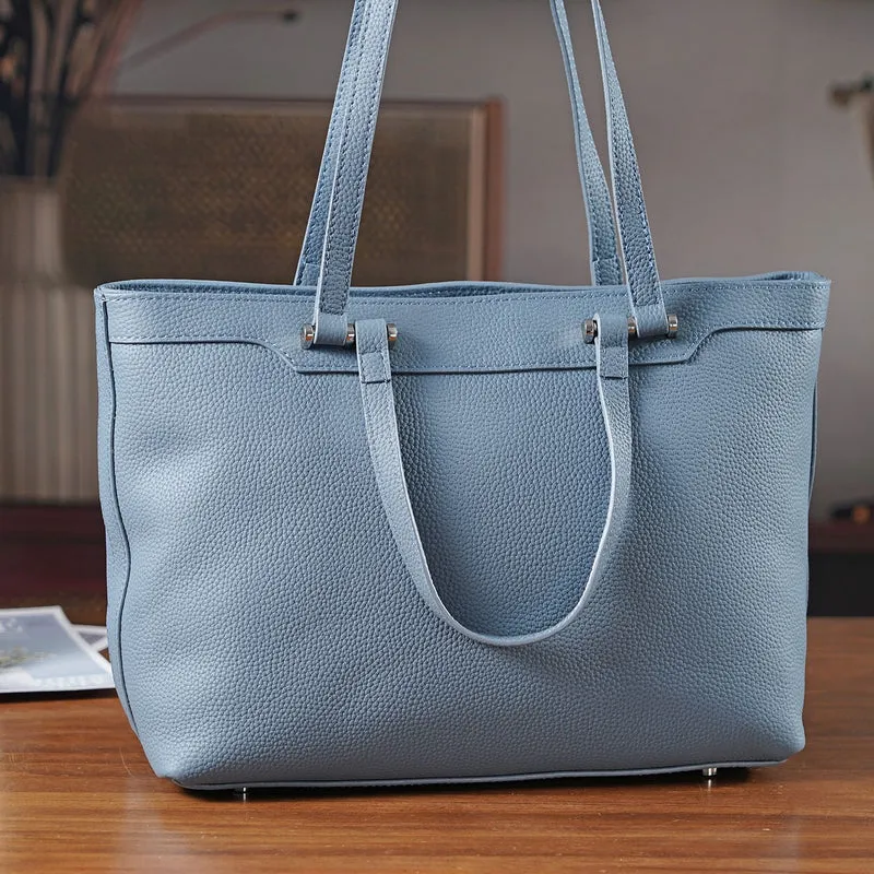 Leder-Shopper mit Doppelhenkel, 30x12x23 cm, Marineblau