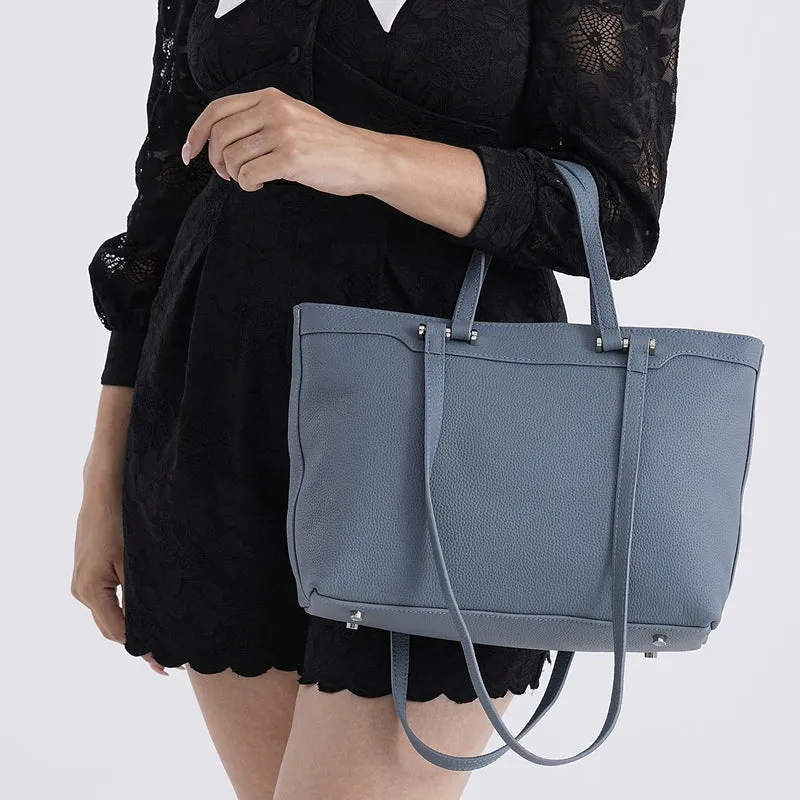 Leder-Shopper mit Doppelhenkel, 30x12x23 cm, Marineblau