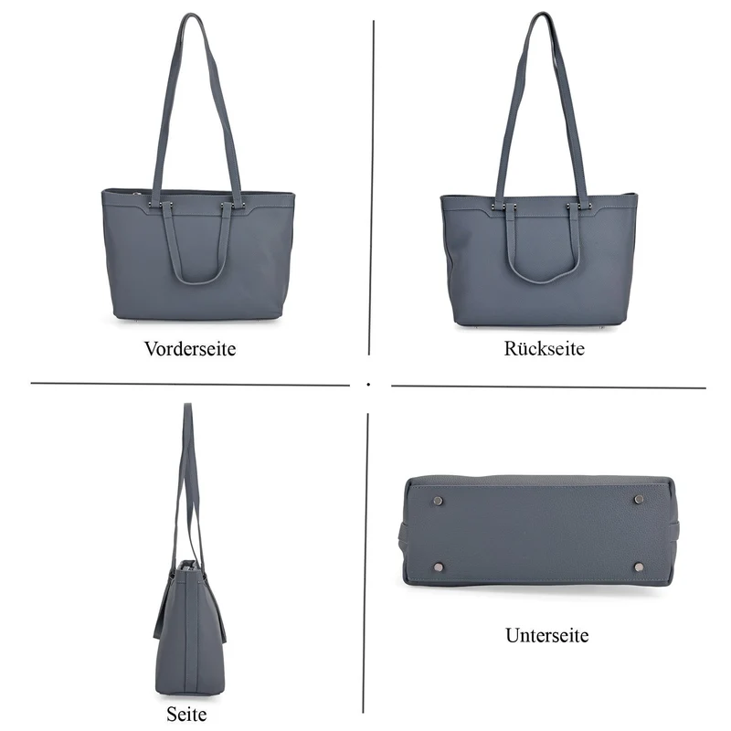 Leder-Shopper mit Doppelhenkel, 30x12x23 cm, Marineblau