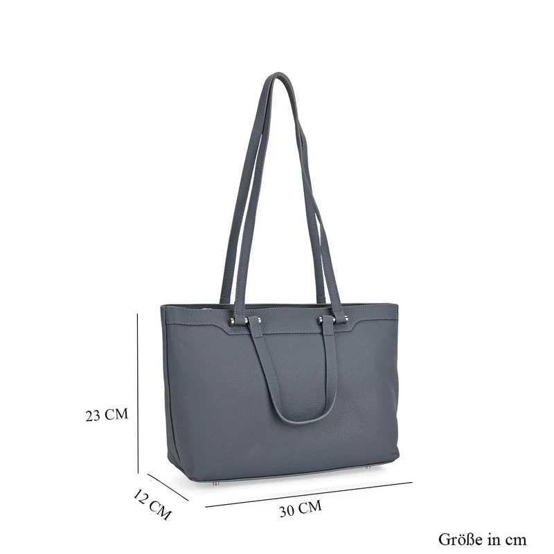 Leder-Shopper mit Doppelhenkel, 30x12x23 cm, Marineblau