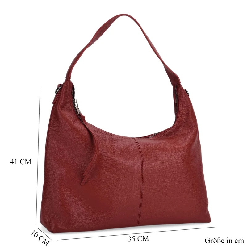 Echtleder-Hobo-Bag mit abnehmbarem Schulterriemen, 41x10x35 cm, Altrosa