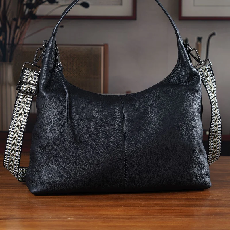 Echtleder-Hobo-Bag mit abnehmbarem Schulterriemen, 41x10x35 cm, Altrosa