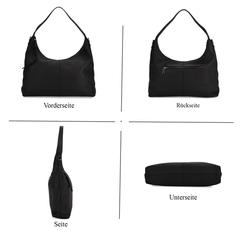 Echtleder-Hobo-Bag mit abnehmbarem Schulterriemen, 41x10x35 cm, Altrosa