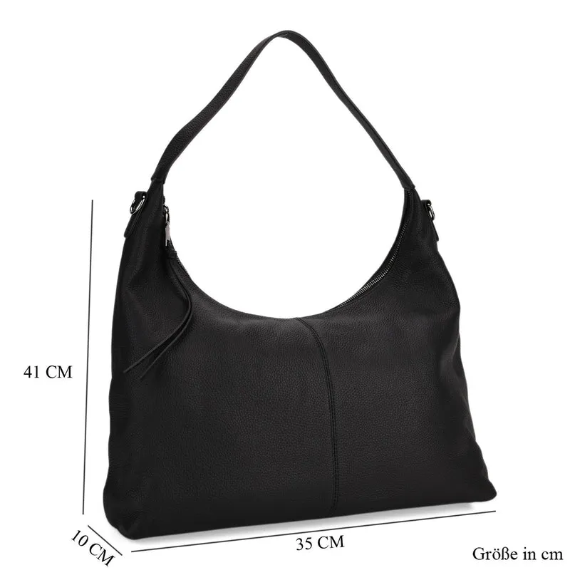 Echtleder-Hobo-Bag mit abnehmbarem Schulterriemen, 41x10x35 cm, Altrosa