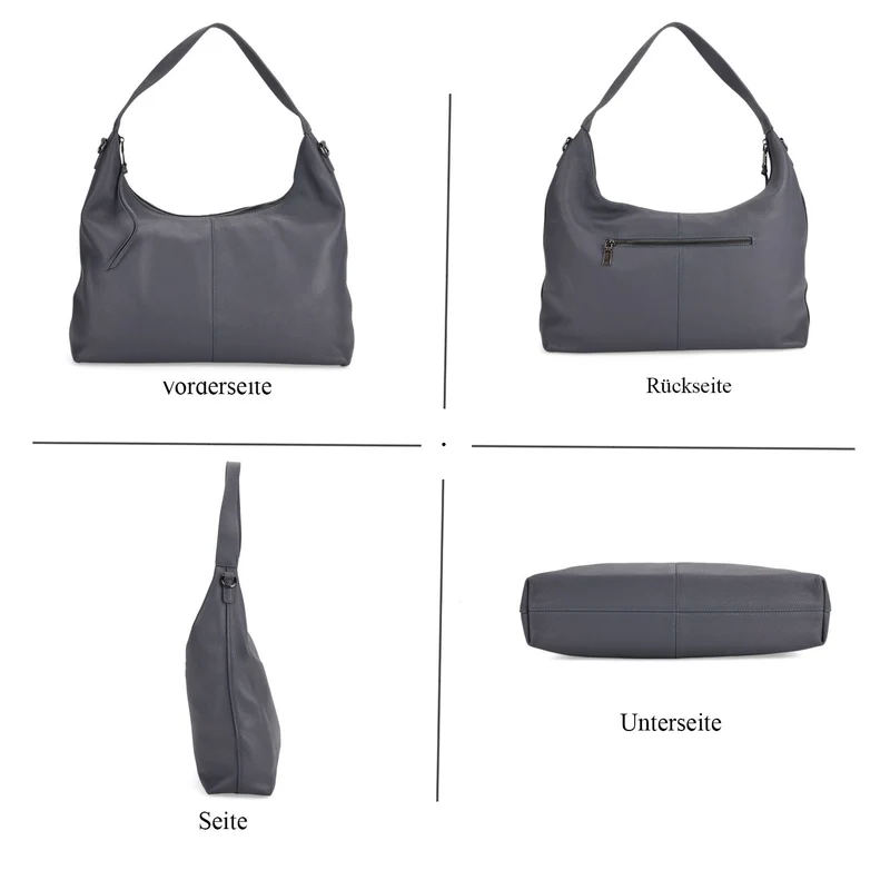Echtleder-Hobo-Bag mit abnehmbarem Schulterriemen, 41x10x35 cm, Altrosa