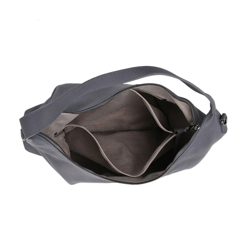 Echtleder-Hobo-Bag mit abnehmbarem Schulterriemen, 41x10x35 cm, Altrosa