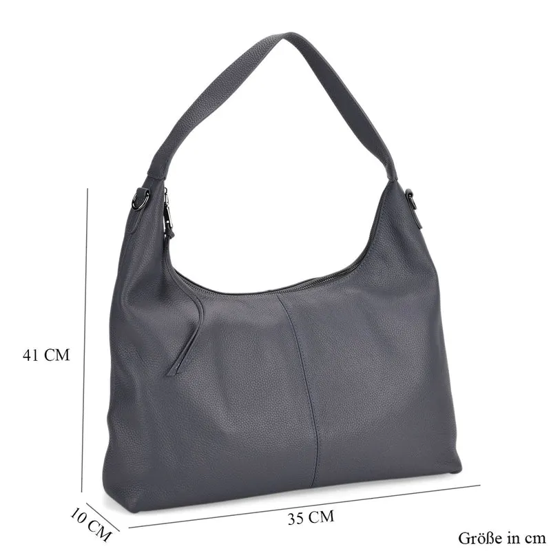 Echtleder-Hobo-Bag mit abnehmbarem Schulterriemen, 41x10x35 cm, Altrosa