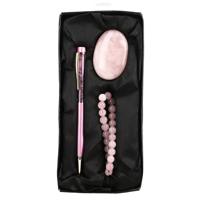 3er Exklusives Set - Sodalith - Eleganter Handstein, stilvolles Armband, und luxuriöser Kugelschreiber mit Kristallkugel