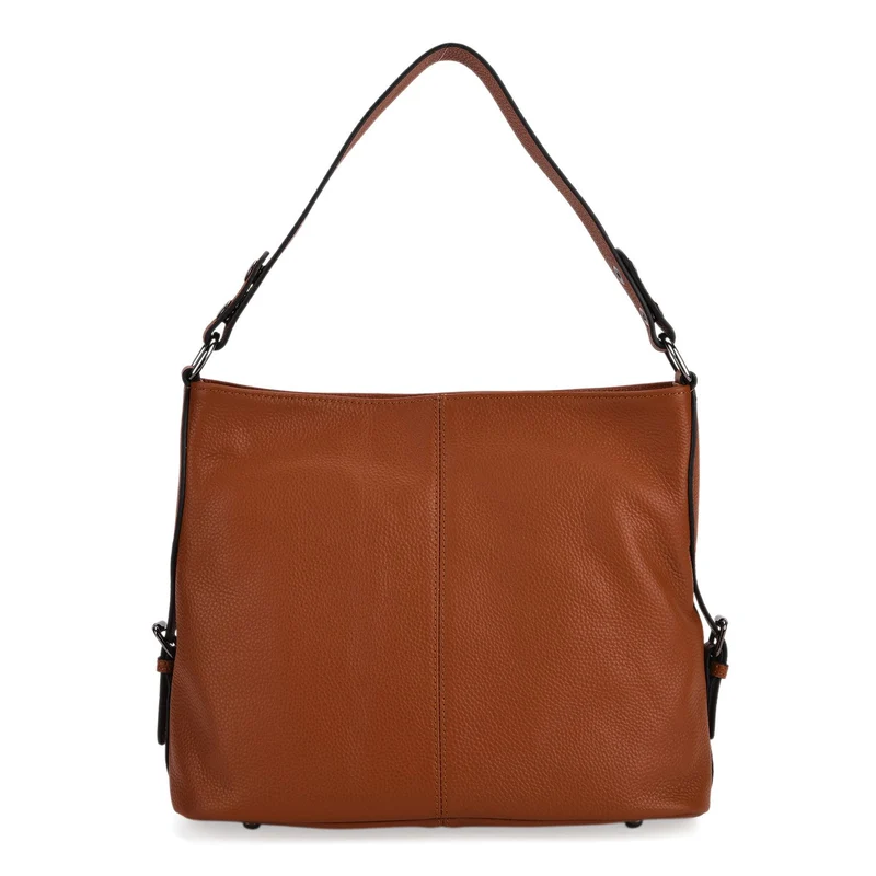 100% Echtleder-Crossbody-Tasche mit 3 Tragevarianten, 32x12x25 cm, Cognac