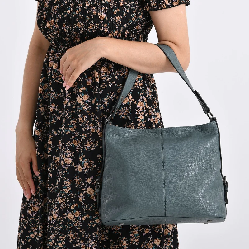 100% Echtleder-Crossbody-Tasche mit 3 Tragevarianten, 32x12x25 cm, Cognac