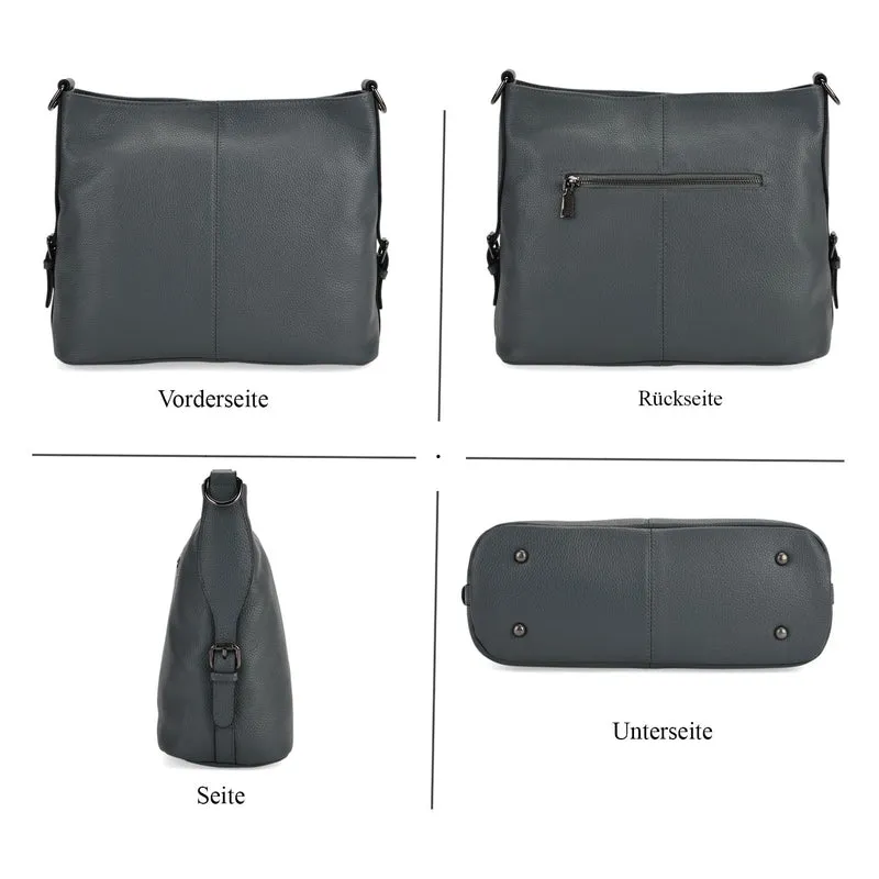 100% Echtleder-Crossbody-Tasche mit 3 Tragevarianten, 32x12x25 cm, Cognac