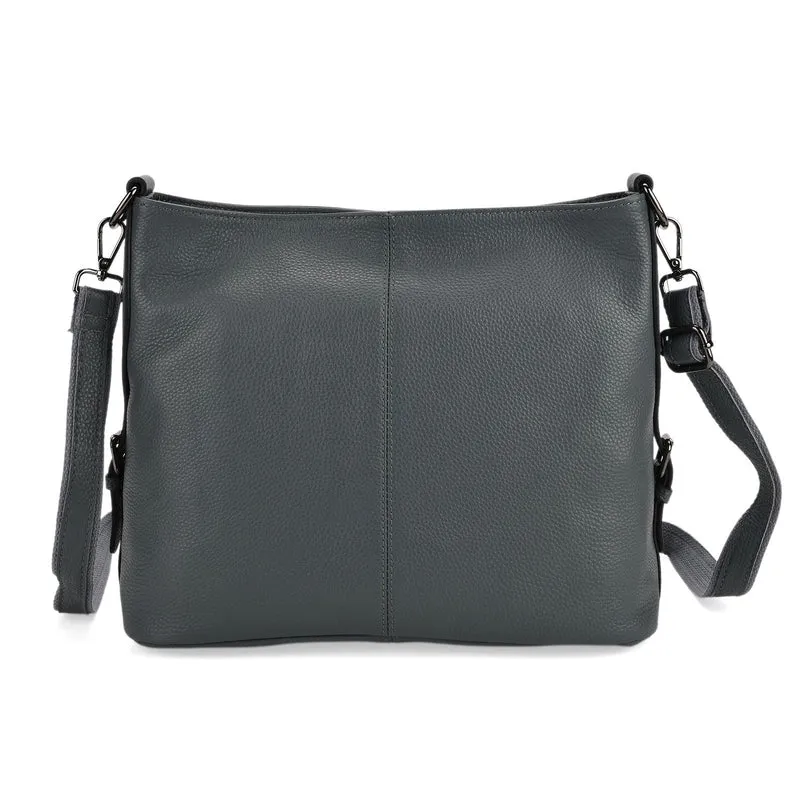 100% Echtleder-Crossbody-Tasche mit 3 Tragevarianten, 32x12x25 cm, Cognac