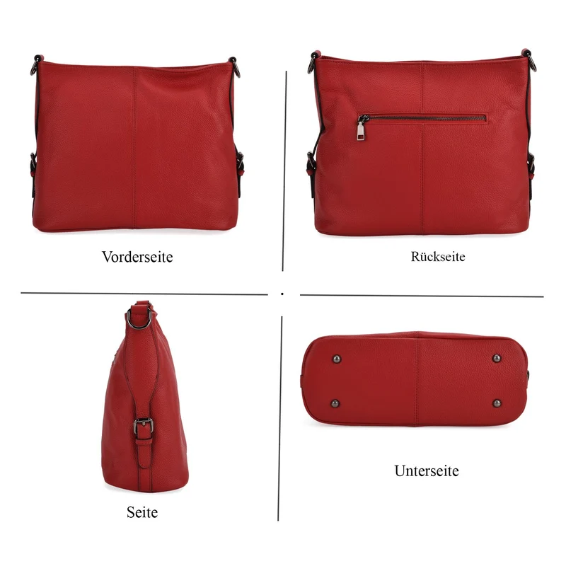 100% Echtleder-Crossbody-Tasche mit 3 Tragevarianten, 32x12x25 cm, Cognac