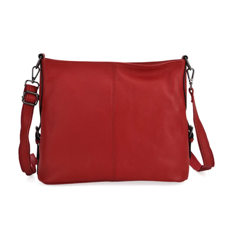 100% Echtleder-Crossbody-Tasche mit 3 Tragevarianten, 32x12x25 cm, Cognac