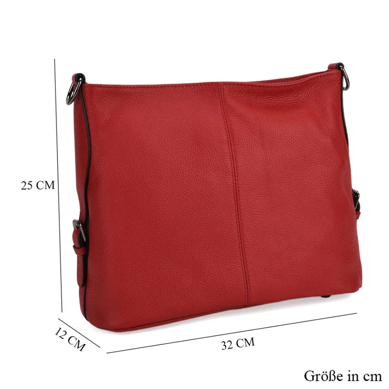 100% Echtleder-Crossbody-Tasche mit 3 Tragevarianten, 32x12x25 cm, Cognac