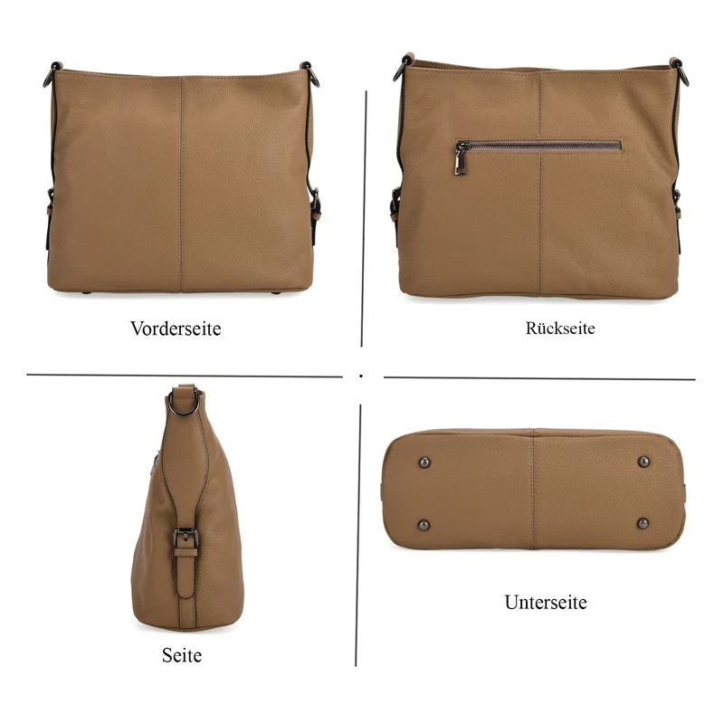 100% Echtleder-Crossbody-Tasche mit 3 Tragevarianten, 32x12x25 cm, Cognac