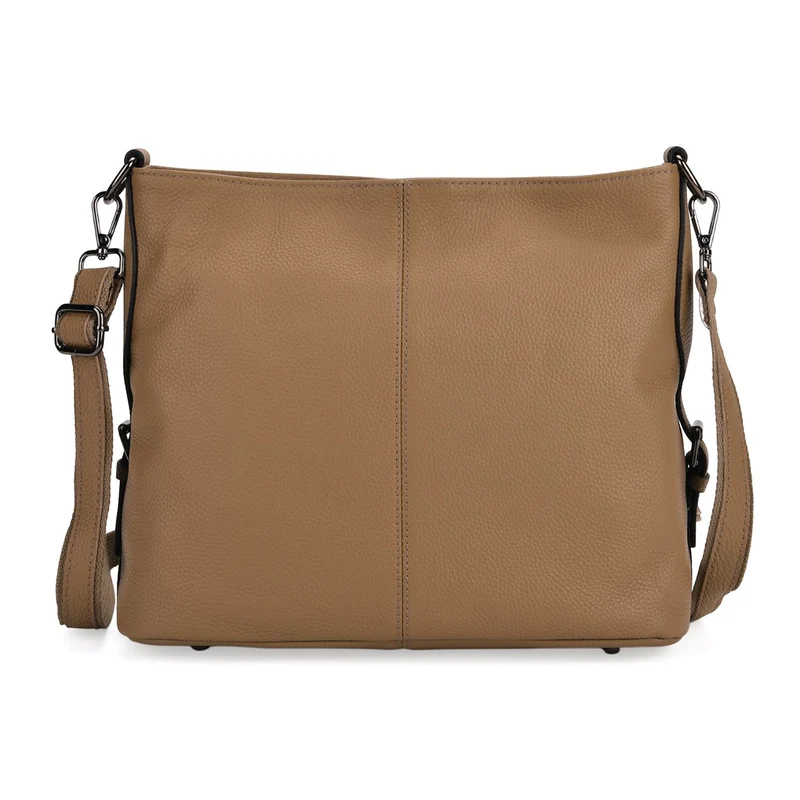100% Echtleder-Crossbody-Tasche mit 3 Tragevarianten, 32x12x25 cm, Cognac