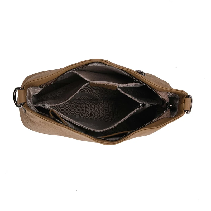 100% Echtleder-Crossbody-Tasche mit 3 Tragevarianten, 32x12x25 cm, Cognac