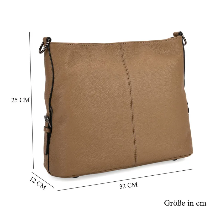 100% Echtleder-Crossbody-Tasche mit 3 Tragevarianten, 32x12x25 cm, Cognac