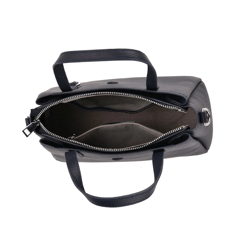 Crossbody-Tasche aus 100% echtem Leder mit Henkel und Schulterriemen, 24x11.5x18 cm, Navy