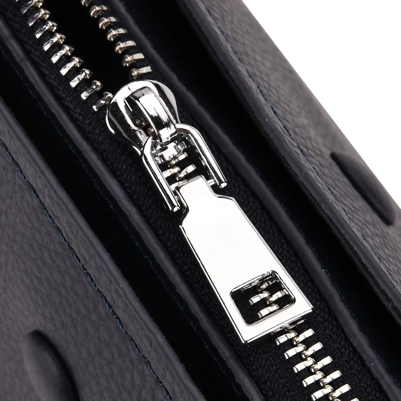 Crossbody-Tasche aus 100% echtem Leder mit Henkel und Schulterriemen, 24x11.5x18 cm, Navy