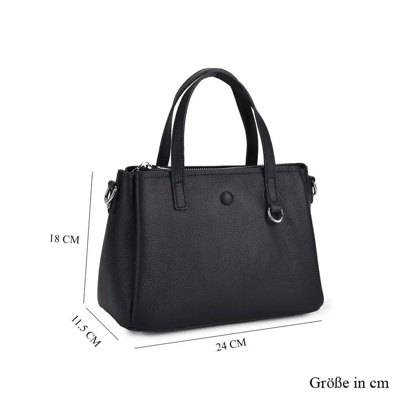 Crossbody-Tasche aus 100% echtem Leder mit Henkel und Schulterriemen, 24x11.5x18 cm, Navy
