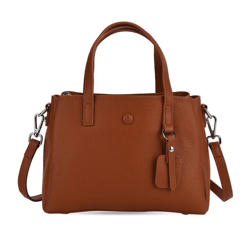 Crossbody-Tasche aus 100% echtem Leder mit Henkel und Schulterriemen, 24x11.5x18 cm, Navy