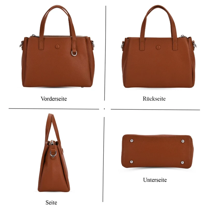 Crossbody-Tasche aus 100% echtem Leder mit Henkel und Schulterriemen, 24x11.5x18 cm, Navy