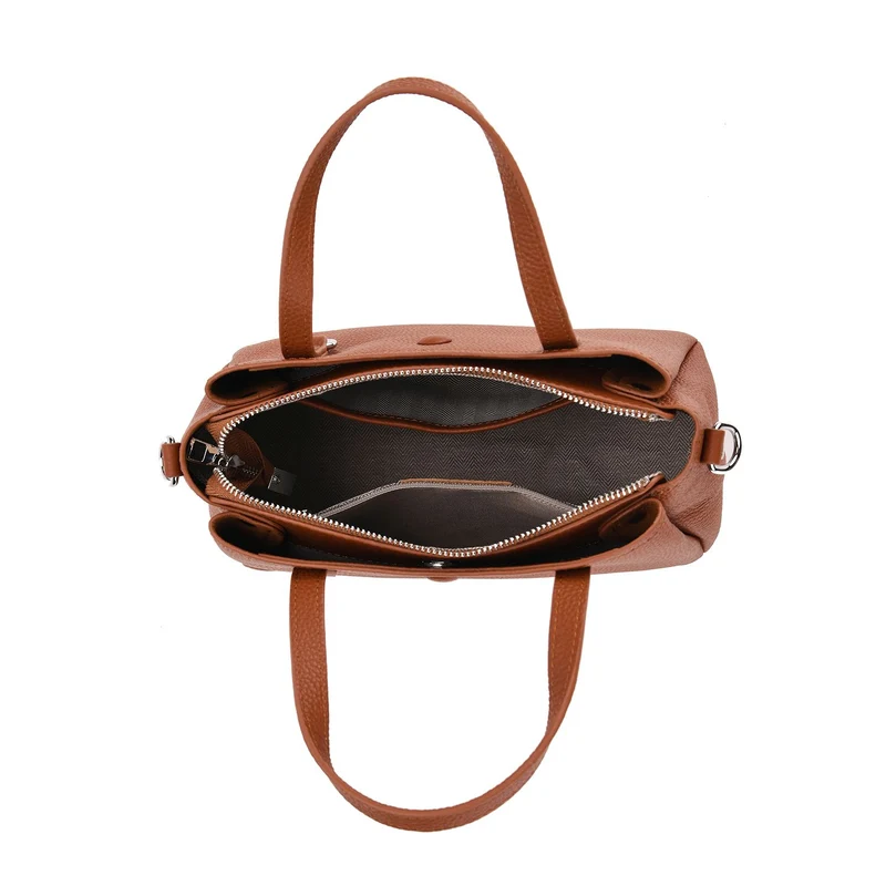Crossbody-Tasche aus 100% echtem Leder mit Henkel und Schulterriemen, 24x11.5x18 cm, Navy