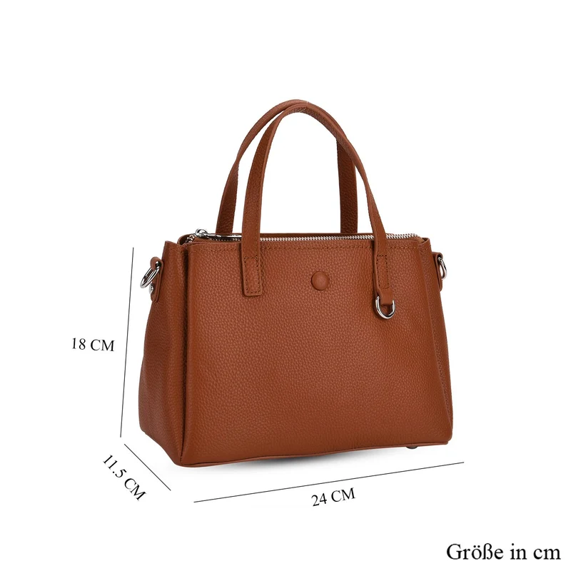 Crossbody-Tasche aus 100% echtem Leder mit Henkel und Schulterriemen, 24x11.5x18 cm, Navy
